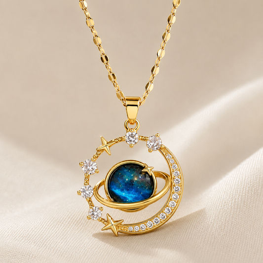 Diamond Star Moon Choker Necklace
